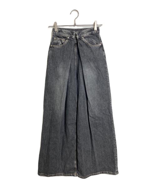 JOHN LAWRENCE SULLIVAN（ジョン ローレンス サリバン）JOHN LAWRENCE SULLIVAN (ジョン ローレンス サリバン) WOMENS WASHED DENIM WIDE PANTS ウォッシュドデニム ワイドパンツ　デニムパンツ　日本製 グレー サイズ:XSの古着・服飾アイテム