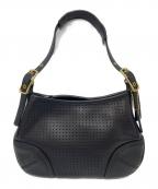 COACHコーチ）の古着「パンチングレザーワンショルダーバッグ　ハンドバッグ　ミニミニバッグ　USA製　」｜ブラック