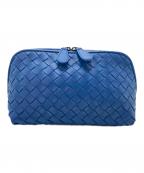 BOTTEGA VENETAボッテガベネタ）の古着「イントレチャートコスメポーチ　ポーチ　イタリア製」｜ブルー