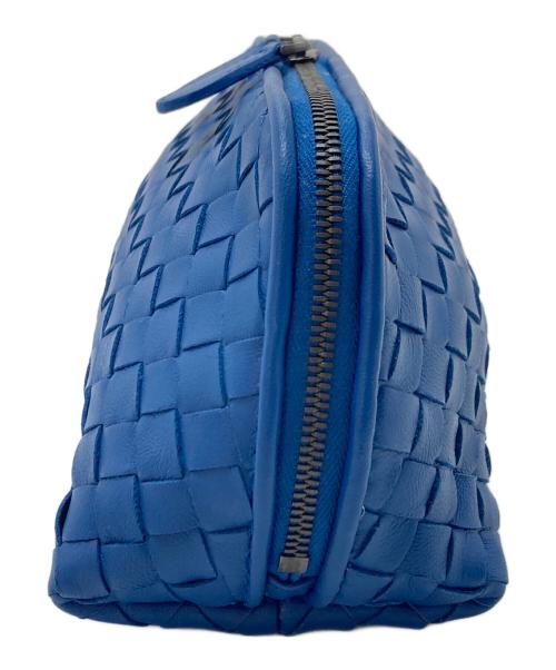 BOTTEGA VENETA（ボッテガベネタ）BOTTEGA VENETA (ボッテガベネタ) イントレチャートコスメポーチ　ポーチ　イタリア製 ブルー サイズ:実寸参照の古着・服飾アイテム