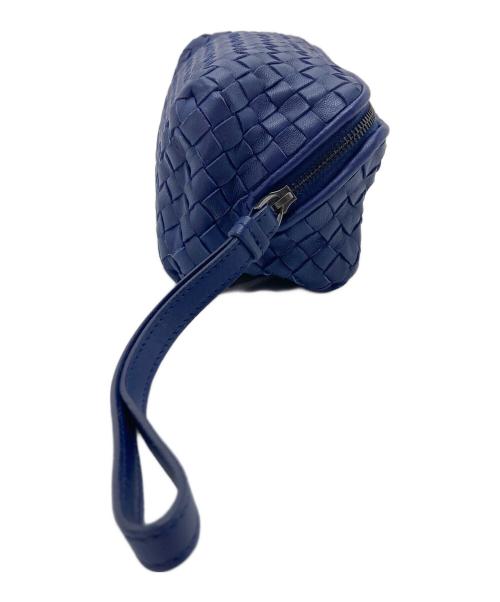 BOTTEGA VENETA（ボッテガベネタ）BOTTEGA VENETA (ボッテガベネタ) イントレチャートコスメポーチ　ポーチ　イタリア製 ネイビー サイズ:実寸参照の古着・服飾アイテム