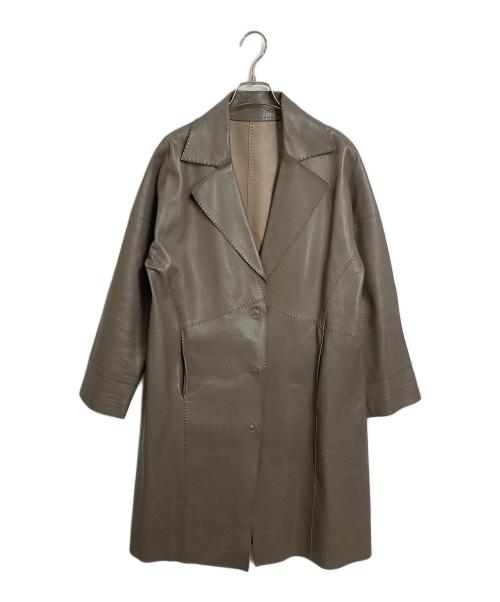 DAMA collection（ダーマコレクション）DAMA collection (ダーマコレクション) ラムレザーコート　ロングコート ベージュ サイズ:2の古着・服飾アイテム