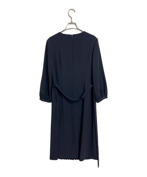 J.PRESS（ジェイプレス）J.PRESS (ジェイプレス) ノルディス2wayジョーゼット フロントプリーツ ワンピース ネイビー サイズ:9の古着・服飾アイテム