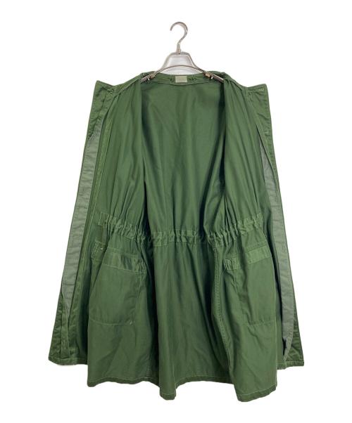 ミリタリーコート（ミリタリーコート）ミリタリーコート (ミリタリーコート) 【古着】スウェーデン軍ミリタリーコート　ノーカラーコート　リペア有 オリーブ サイズ:C150（実寸参照）の古着・服飾アイテム