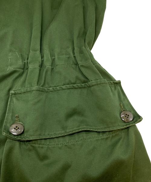 ミリタリーコート（ミリタリーコート）ミリタリーコート (ミリタリーコート) 【古着】スウェーデン軍ミリタリーコート　ノーカラーコート　リペア有 オリーブ サイズ:C150（実寸参照）の古着・服飾アイテム