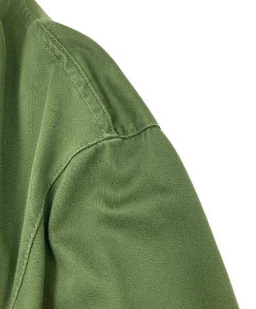 ミリタリーコート（ミリタリーコート）ミリタリーコート (ミリタリーコート) 【古着】スウェーデン軍ミリタリーコート　ノーカラーコート　リペア有 オリーブ サイズ:C150（実寸参照）の古着・服飾アイテム