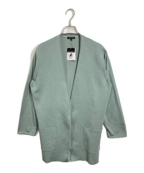 INDIVI（インディヴィ）INDIVI (インディヴィ) ノーカラーニットジャケット グリーン サイズ:13 未使用品の古着・服飾アイテム