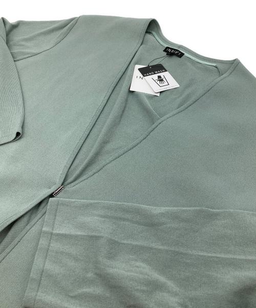INDIVI（インディヴィ）INDIVI (インディヴィ) ノーカラーニットジャケット グリーン サイズ:13 未使用品の古着・服飾アイテム
