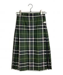 O'NEIL OF DUBLIN（オニールオブダブリン）の古着「ラップチェックスカート　サイドプリーツスカート」｜グリーン