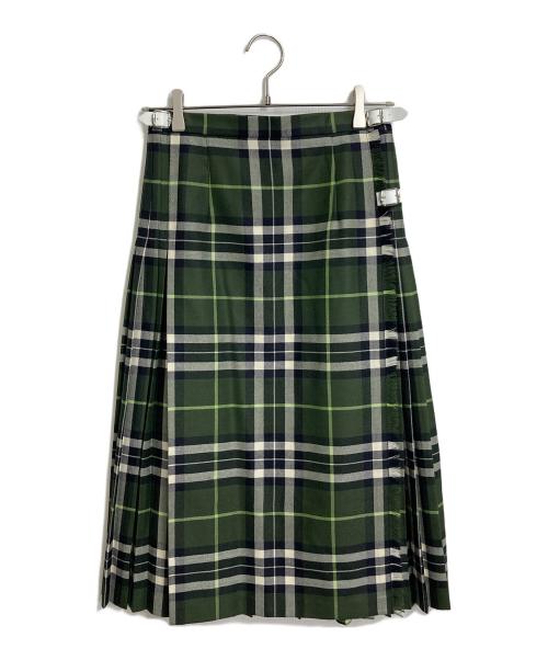 O'NEIL OF DUBLIN（オニールオブダブリン）O'NEIL OF DUBLIN (オニールオブダブリン) ラップチェックスカート　サイドプリーツスカート グリーン サイズ:Mの古着・服飾アイテム