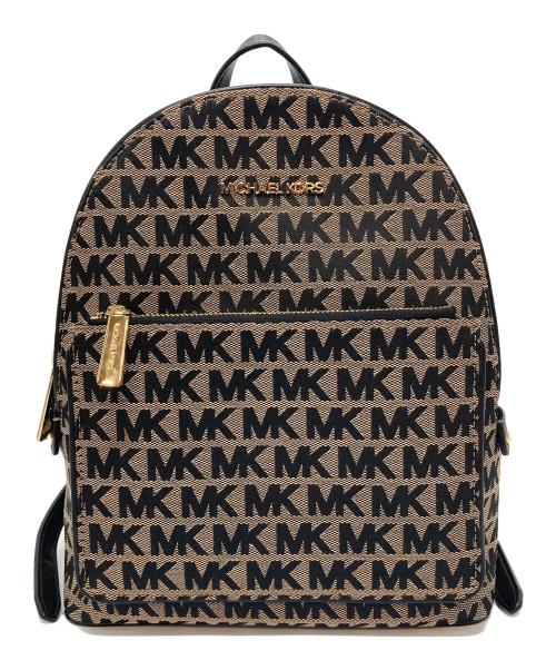 MICHAEL KORS（マイケル・コース）MICHAEL KORS  (マイケル・コース) リュック　MK ロゴバッグ　総柄 ブラック×ブラウン サイズ:実寸参照の古着・服飾アイテム
