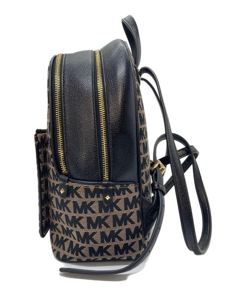 MICHAEL KORS（マイケル・コース）MICHAEL KORS  (マイケル・コース) リュック　MK ロゴバッグ　総柄 ブラック×ブラウン サイズ:実寸参照の古着・服飾アイテム