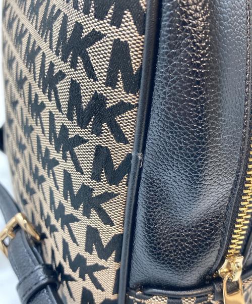 MICHAEL KORS（マイケル・コース）MICHAEL KORS  (マイケル・コース) リュック　MK ロゴバッグ　総柄 ブラック×ブラウン サイズ:実寸参照の古着・服飾アイテム