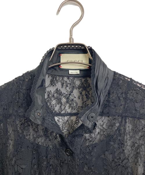 GUCCI（グッチ）GUCCI (グッチ) フラワーレースワンピース　長袖ワンピース　花柄　イタリア製 ブラック サイズ:36の古着・服飾アイテム