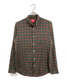 SUPREME（シュプリーム）の古着「Mini Shadow Plaid Shirt  ミニシャドウプレイドシャツ　チェックシャツ　長袖シャツ」｜レッド×グリーン