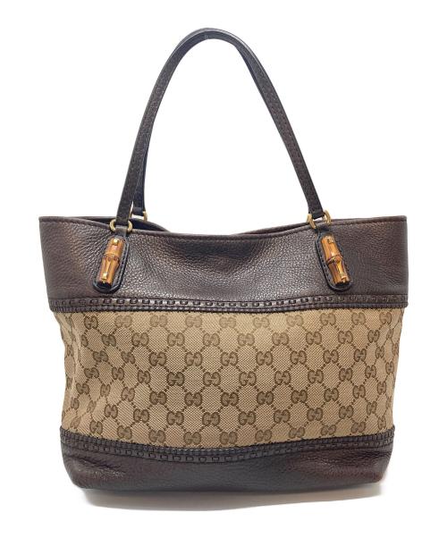 GUCCI（グッチ）GUCCI (グッチ) バンブーGGキャンバストートバッグ　トートバッグ　イタリア製 ベージュの古着・服飾アイテム