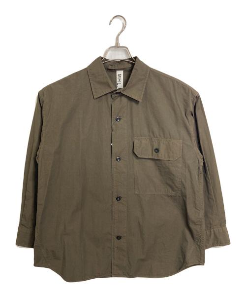 MHL（エムエイチエル）MHL (エムエイチエル) COMPACT COTTON POPLIN コンパクトコットンポプリンシャツ　長袖シャツ　日本製 オリーブ サイズ:Sの古着・服飾アイテム