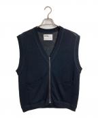 MHLエムエイチエル）の古着「ジップニットベスト　ニットベスト　リネン混ニット」｜ブラック
