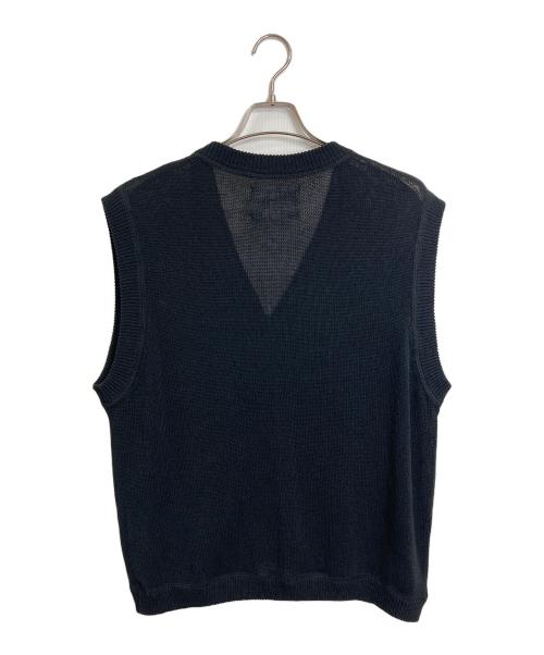 MHL（エムエイチエル）MHL (エムエイチエル) ジップニットベスト　ニットベスト　リネン混ニット ブラック サイズ:Mの古着・服飾アイテム