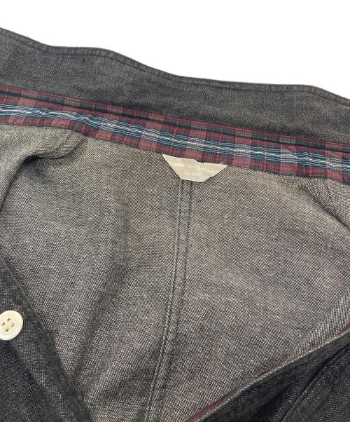 COMME des GARCONS HOMME（コムデギャルソン オム）COMME des GARCONS HOMME (コムデギャルソン オム) シルク切替ブラックデニムシャツ　長袖シャツ　デザインシャツ　 田中オム期 グレータグ　日本製 グレー サイズ:実寸参照の古着・服飾アイテム