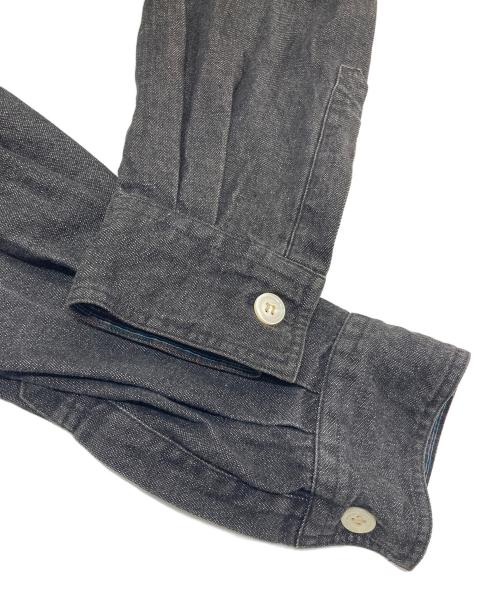 COMME des GARCONS HOMME（コムデギャルソン オム）COMME des GARCONS HOMME (コムデギャルソン オム) シルク切替ブラックデニムシャツ　長袖シャツ　デザインシャツ　 田中オム期 グレータグ　日本製 グレー サイズ:実寸参照の古着・服飾アイテム