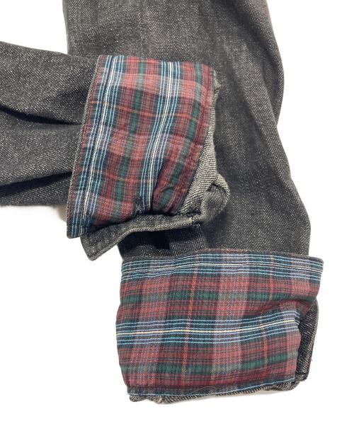 COMME des GARCONS HOMME（コムデギャルソン オム）COMME des GARCONS HOMME (コムデギャルソン オム) シルク切替ブラックデニムシャツ　長袖シャツ　デザインシャツ　 田中オム期 グレータグ　日本製 グレー サイズ:実寸参照の古着・服飾アイテム