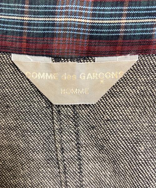 COMME des GARCONS HOMME（コムデギャルソン オム）COMME des GARCONS HOMME (コムデギャルソン オム) シルク切替ブラックデニムシャツ　長袖シャツ　デザインシャツ　 田中オム期 グレータグ　日本製 グレー サイズ:実寸参照の古着・服飾アイテム