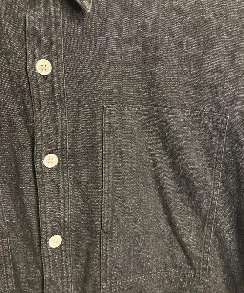 COMME des GARCONS HOMME（コムデギャルソン オム）COMME des GARCONS HOMME (コムデギャルソン オム) シルク切替ブラックデニムシャツ　長袖シャツ　デザインシャツ　 田中オム期 グレータグ　日本製 グレー サイズ:実寸参照の古着・服飾アイテム