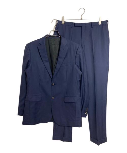 BLACK LABEL CRESTBRIDGE（ブラックレーベル クレストブリッジ）BLACK LABEL CRESTBRIDGE (ブラックレーベル クレストブリッジ) セットアップスーツ　パンツスーツ　2Bジャケット　ジャケット　パンツ　ストライプ　日本製 ネイビー サイズ:98-86-180 42Lの古着・服飾アイテム