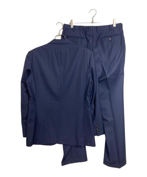BLACK LABEL CRESTBRIDGE（ブラックレーベル クレストブリッジ）BLACK LABEL CRESTBRIDGE (ブラックレーベル クレストブリッジ) セットアップスーツ　パンツスーツ　2Bジャケット　ジャケット　パンツ　ストライプ　日本製 ネイビー サイズ:98-86-180 42Lの古着・服飾アイテム
