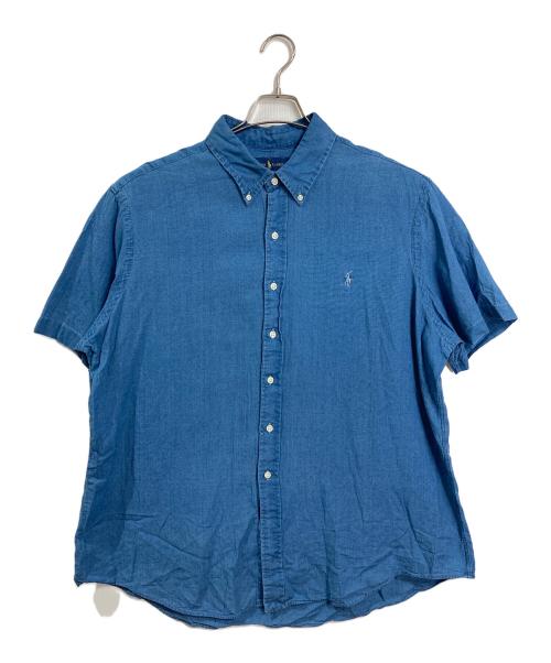 RALPH LAUREN（ラルフローレン）RALPH LAUREN (ラルフローレン) 半袖シャツ　インディゴシャツ　ワンポイント刺繍 ネイビー サイズ:XXLの古着・服飾アイテム