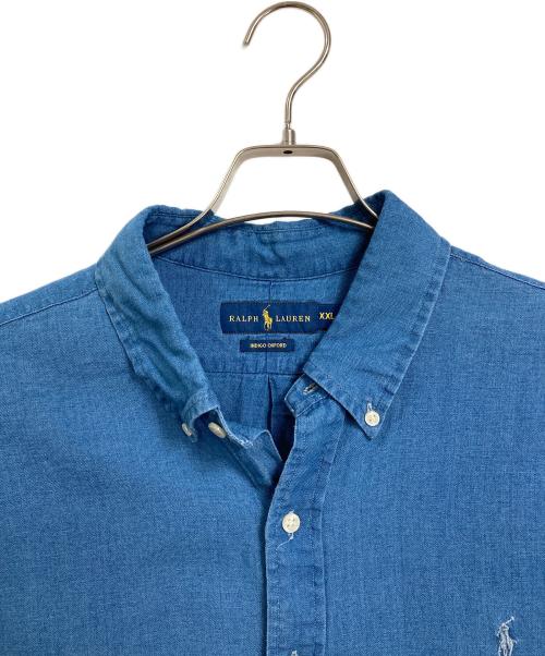 RALPH LAUREN（ラルフローレン）RALPH LAUREN (ラルフローレン) 半袖シャツ　インディゴシャツ　ワンポイント刺繍 ネイビー サイズ:XXLの古着・服飾アイテム