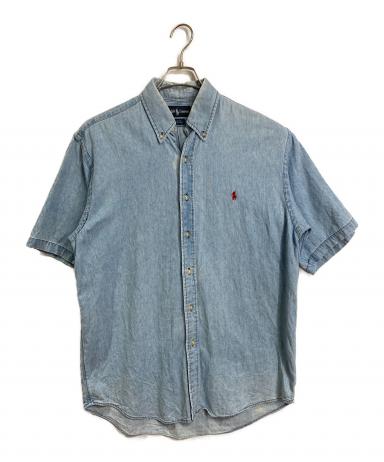 古着 90s ポロ ラルフローレン 刺繍ロゴ スリムフィット 半袖 デニムシャツ 中古・古着通販】POLO RALPH LAUREN (ポロ・ラルフローレン) 【古着
