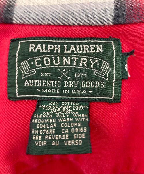 POLO COUNTRY（ポロカントリー）POLO COUNTRY (ポロカントリー) 【古着】80’S～90’S シャツ　長袖シャツ　80年代　90年代　USA製 レッド サイズ:実寸参照（サイズタグ欠損）の古着・服飾アイテム