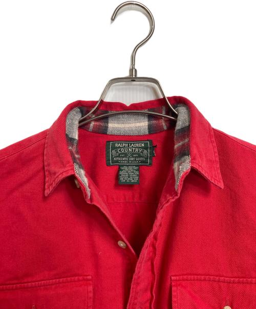 POLO COUNTRY（ポロカントリー）POLO COUNTRY (ポロカントリー) 【古着】80’S～90’S シャツ　長袖シャツ　80年代　90年代　USA製 レッド サイズ:実寸参照（サイズタグ欠損）の古着・服飾アイテム