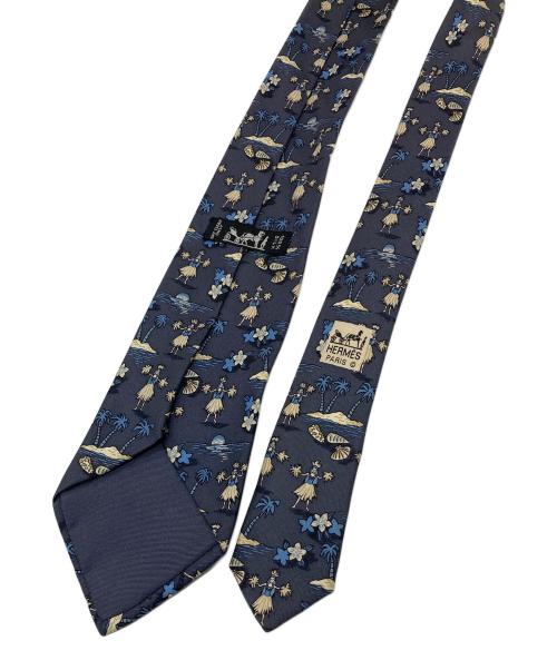 HERMES（エルメス）HERMES (エルメス) 80s Vintage ハワイアン フラガールネクタイ　８０年代 ネイビー サイズ:実寸参照の古着・服飾アイテム