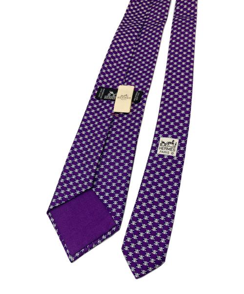 HERMES（エルメス）HERMES (エルメス) 総柄ネクタイ パープル サイズ:実寸参照の古着・服飾アイテム