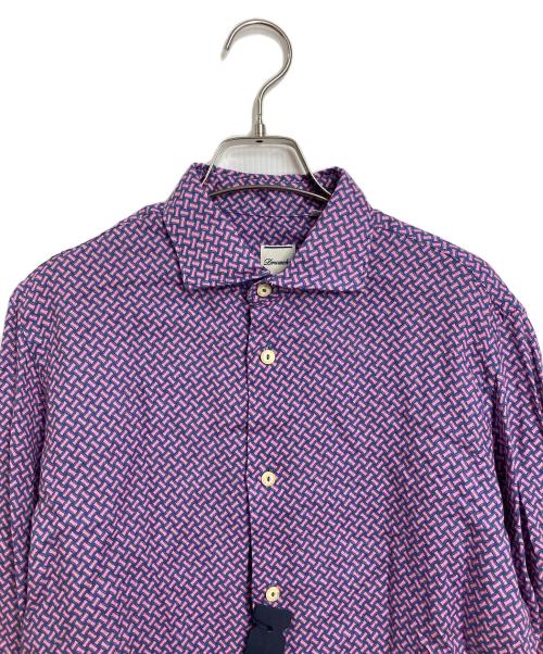 Drumohr（ドルモア）Drumohr (ドルモア) 総柄シャツ　リネンシャツ ピンク サイズ:Sの古着・服飾アイテム