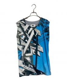MM6 Maison Margiela（エムエムシックスメゾンマルジェラ）の古着「転写プリント ノースリーブカットソー」｜グレー×ブラック