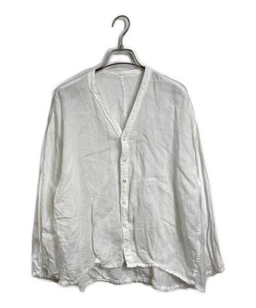 BROCANTE（ブロカント）BROCANTE (ブロカント) リネンキャンバス カルディガンシャツ ホワイト サイズ:2の古着・服飾アイテム