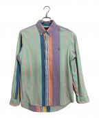 RALPH LAURENラルフローレン）の古着「クレイジーパターンボタンダウンシャツ　長袖シャツ　ポニー刺繍　ストライプ　総柄」｜マルチカラー