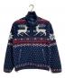 POLO RALPH LAUREN（ポロ・ラルフローレン）の古着「バードノットフリースジャケット　ボアジャケット　フリース　トナカイ　総柄　アウター　ライトアウター　」｜ネイビー