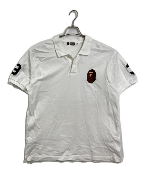 A BATHING APE（ア ベイシング エイプ）A BATHING APE (ア ベイシング エイプ) HEAD POLO BAPEC  ヘッド ポロ ベイプ  ポロシャツ　半袖シャツ ホワイト サイズ:XLの古着・服飾アイテム
