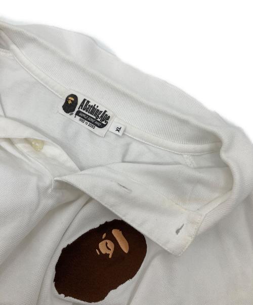 A BATHING APE（ア ベイシング エイプ）A BATHING APE (ア ベイシング エイプ) HEAD POLO BAPEC  ヘッド ポロ ベイプ  ポロシャツ　半袖シャツ ホワイト サイズ:XLの古着・服飾アイテム