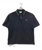 LACOSTEラコステ）の古着「配色リブニットインディゴポロシャツ　半袖シャツ」｜グレー
