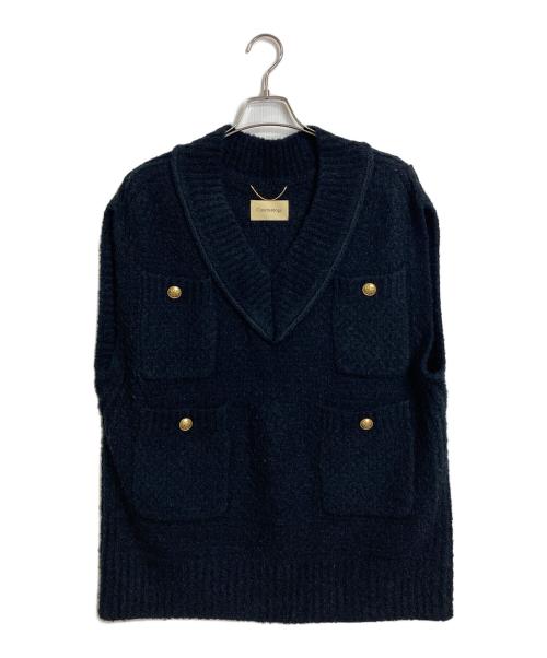 Curensology（カレンソロジー）Curensology (カレンソロジー) ニットベスト　オーバーサイズ ブラック サイズ:FREEの古着・服飾アイテム