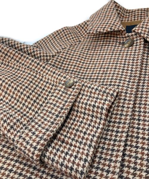 green label relaxing（グリーンレーベルリラクシング）green label relaxing (グリーンレーベルリラクシング) SC バルマカン ロング コート ガンクラブチェック柄 ブラウン サイズ:40の古着・服飾アイテム