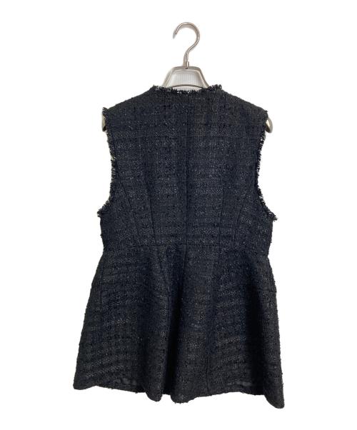 ARPEGE STORY（アルページュストーリー）Arpege story (アルページュストーリー) ツイードペプラムジレジレベスト　ジレ　ベスト　金釦　セレモニー ブラック サイズ:2の古着・服飾アイテム