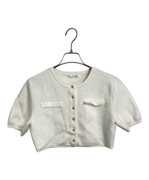 Snidel（スナイデル）Snidel (スナイデル) クロップドハーフスリーブカーデ　ショート丈 ホワイト サイズ:FREEの古着・服飾アイテム