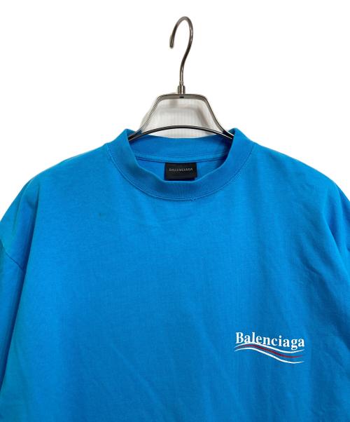 BALENCIAGA（バレンシアガ）BALENCIAGA (バレンシアガ) キャンペーンロゴ ダメージ加工 オーバーサイズ 半袖Ｔシャツ スカイブルー サイズ:XXSの古着・服飾アイテム